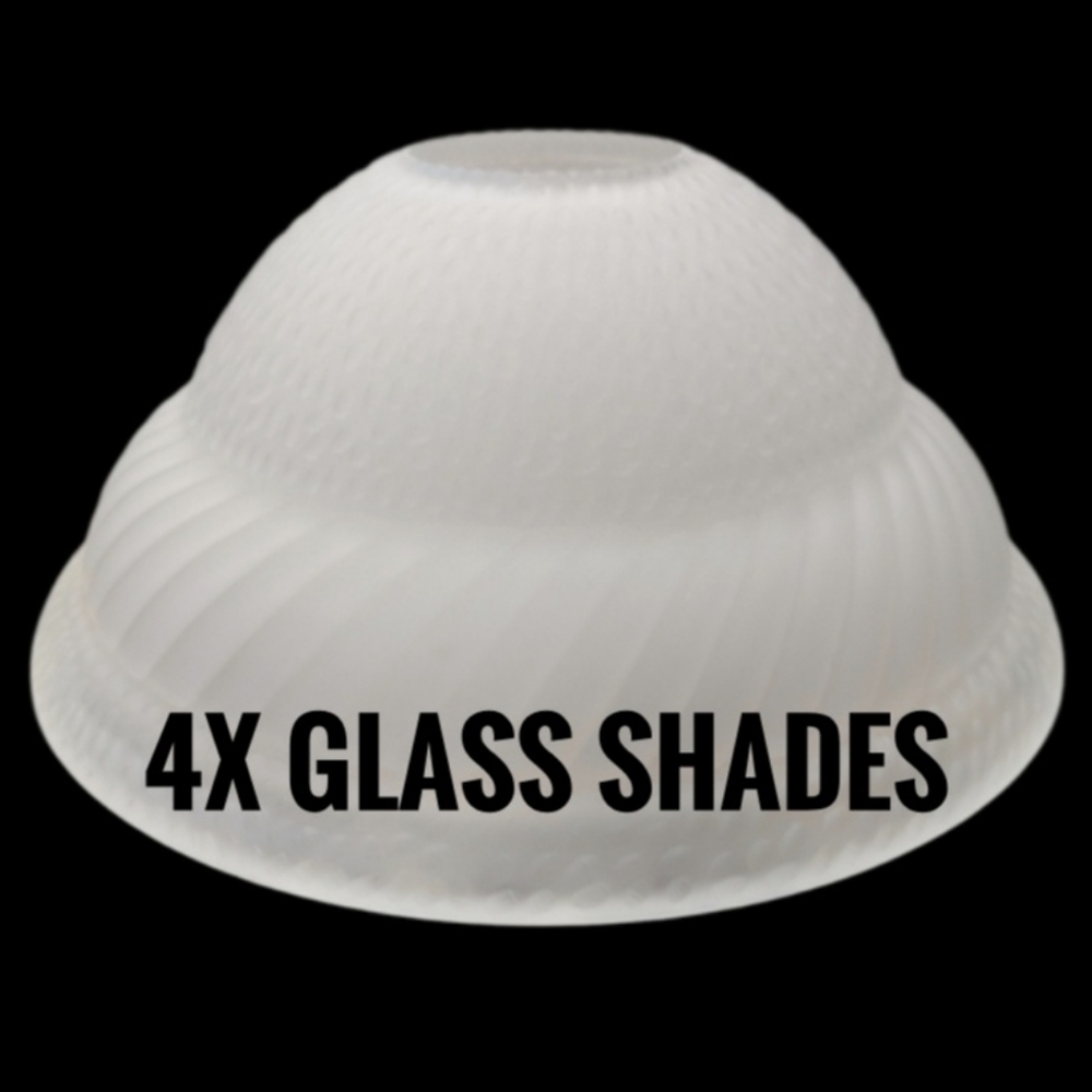 VTG Set Of 4 Embossed Dome Frosted Glass Shades Globes W Neckless 1.75" Fitter - Picture 2 of 9